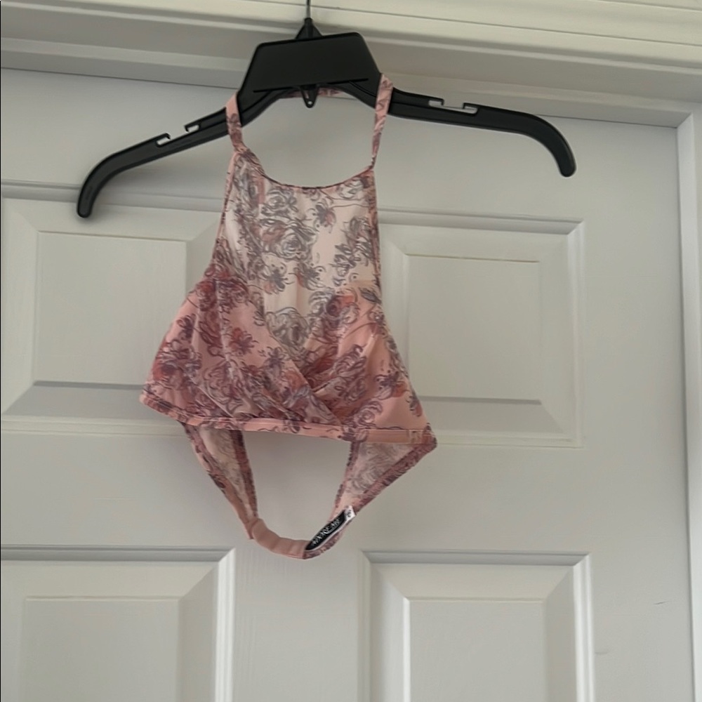 Adore Me Pink and Gray Floral Halter style bra